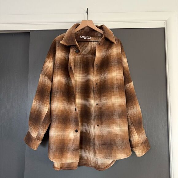 Steve Madden Fringe With Benefits Jacket / Shacket / Button Up Coat Brown sz XL - Picture 5 of 9